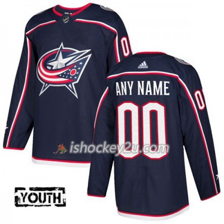 Børn NHL Columbus Blue Jackets Tilpasset Adidas 2017-2018 Marine Blå Authentic